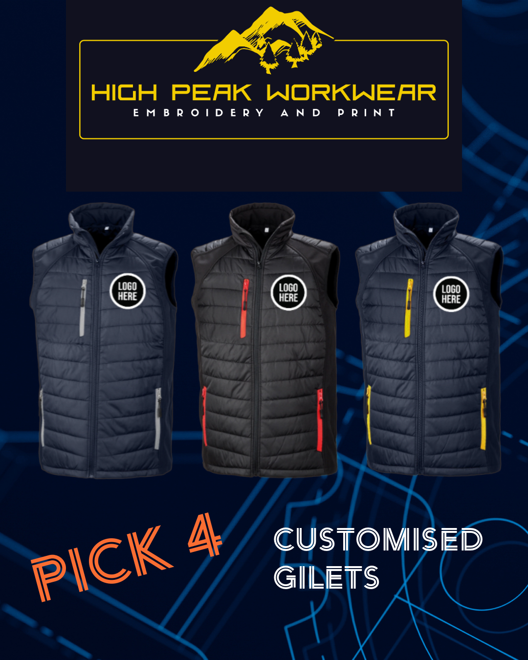 4x Result Compass Padded Gilet Package