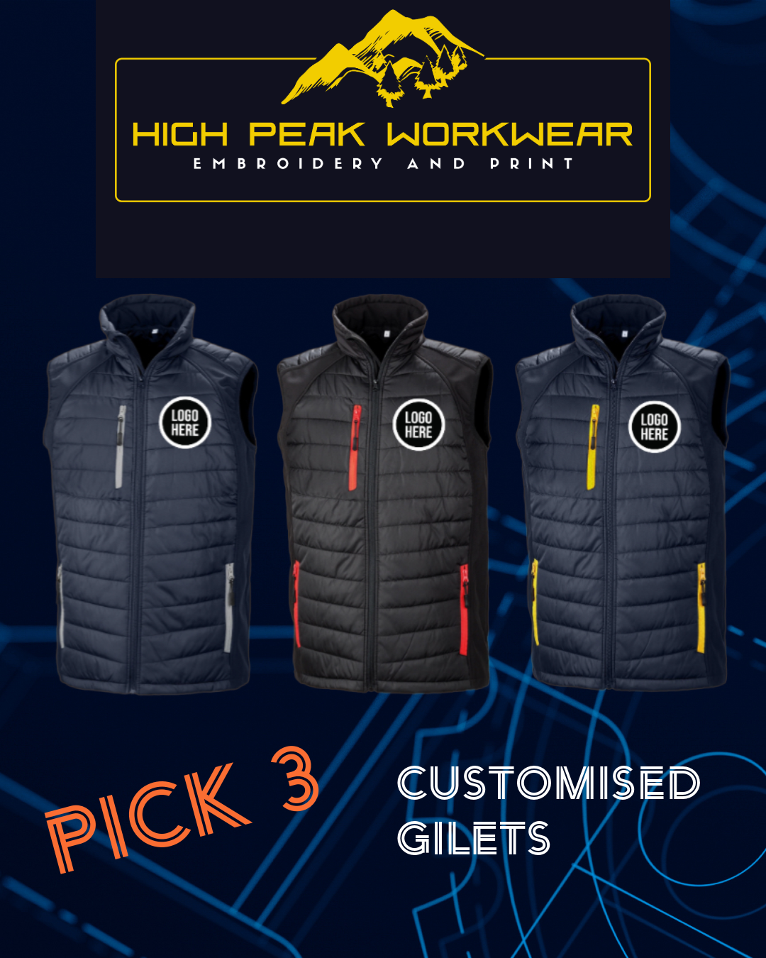 3x Result Compass Padded Gilet Package